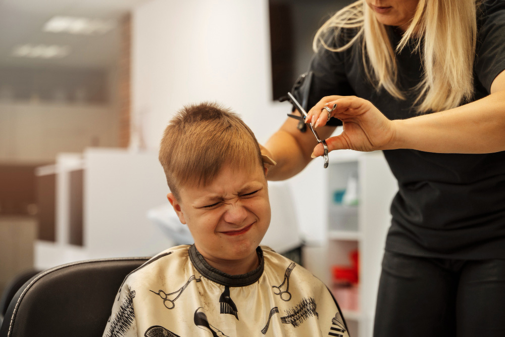 Child getting a haircut